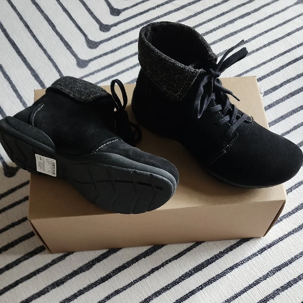 BUNDLE FOR @bliss_treasureClarks Black Suede Ankle Boots with Fold-Over Cuff NWT
